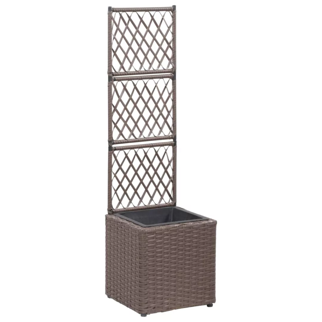 Hochbeet Mit Rankgitter 1 Topf 30x30x107 Cm Poly Rattan Braun günstig online kaufen