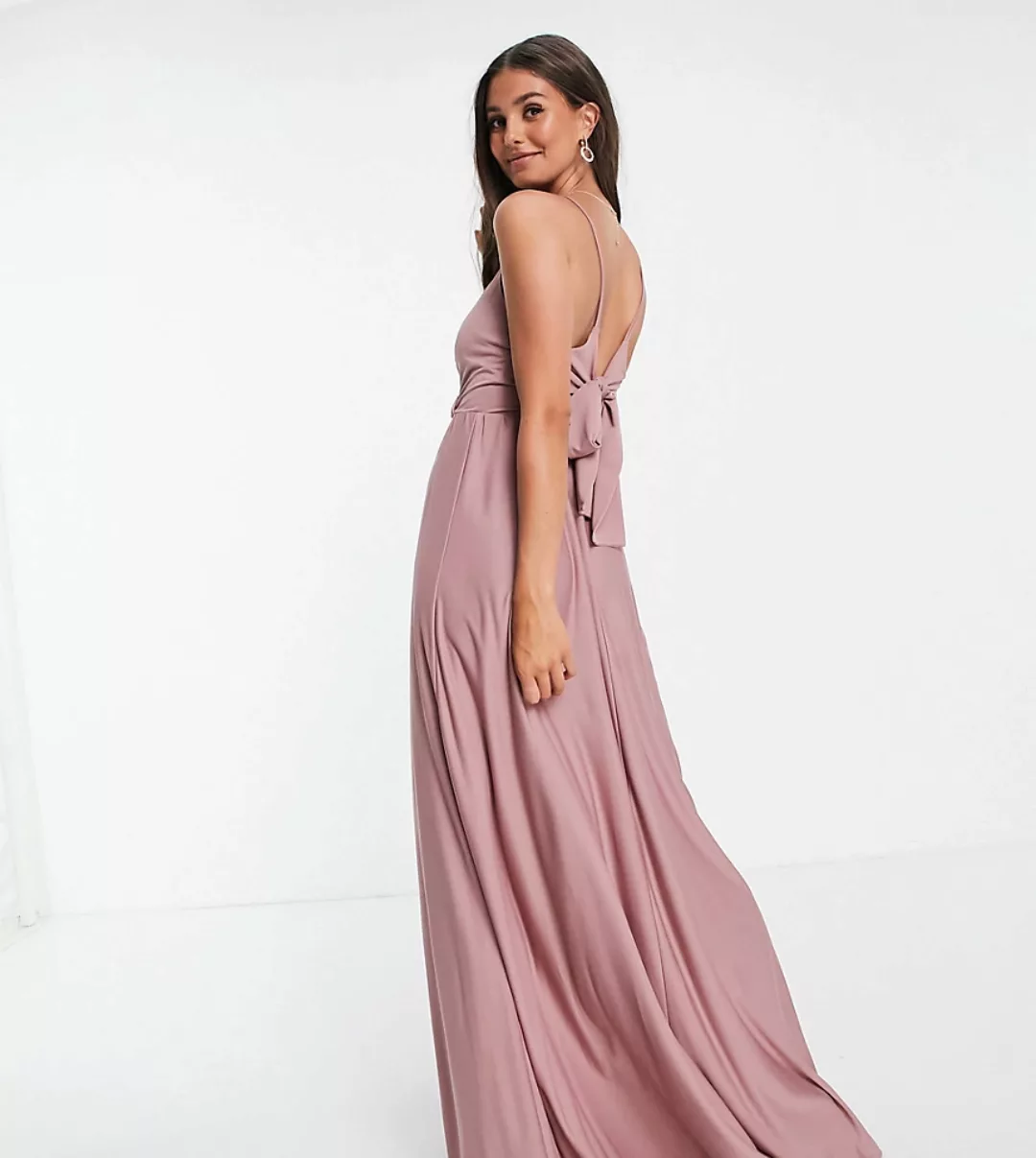 ASOS DESIGN Tall – Maxi-Trägerkleid in Rosé mit tiefem Ausschnitt und Rücke günstig online kaufen