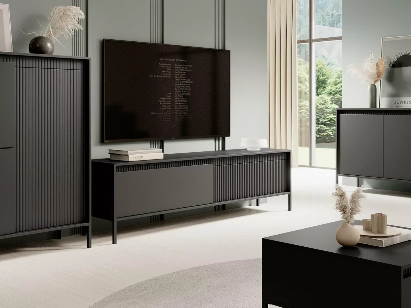Compleo TV-Schrank mit zwei Klappen, Fronten gefräst, TV-Tisch, Modern Wohn günstig online kaufen