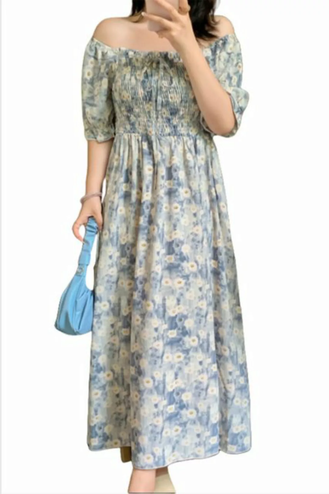 JDMGZSR Sommerkleid Sommerkleid mit Blumenmuster in großer Größe und locker günstig online kaufen