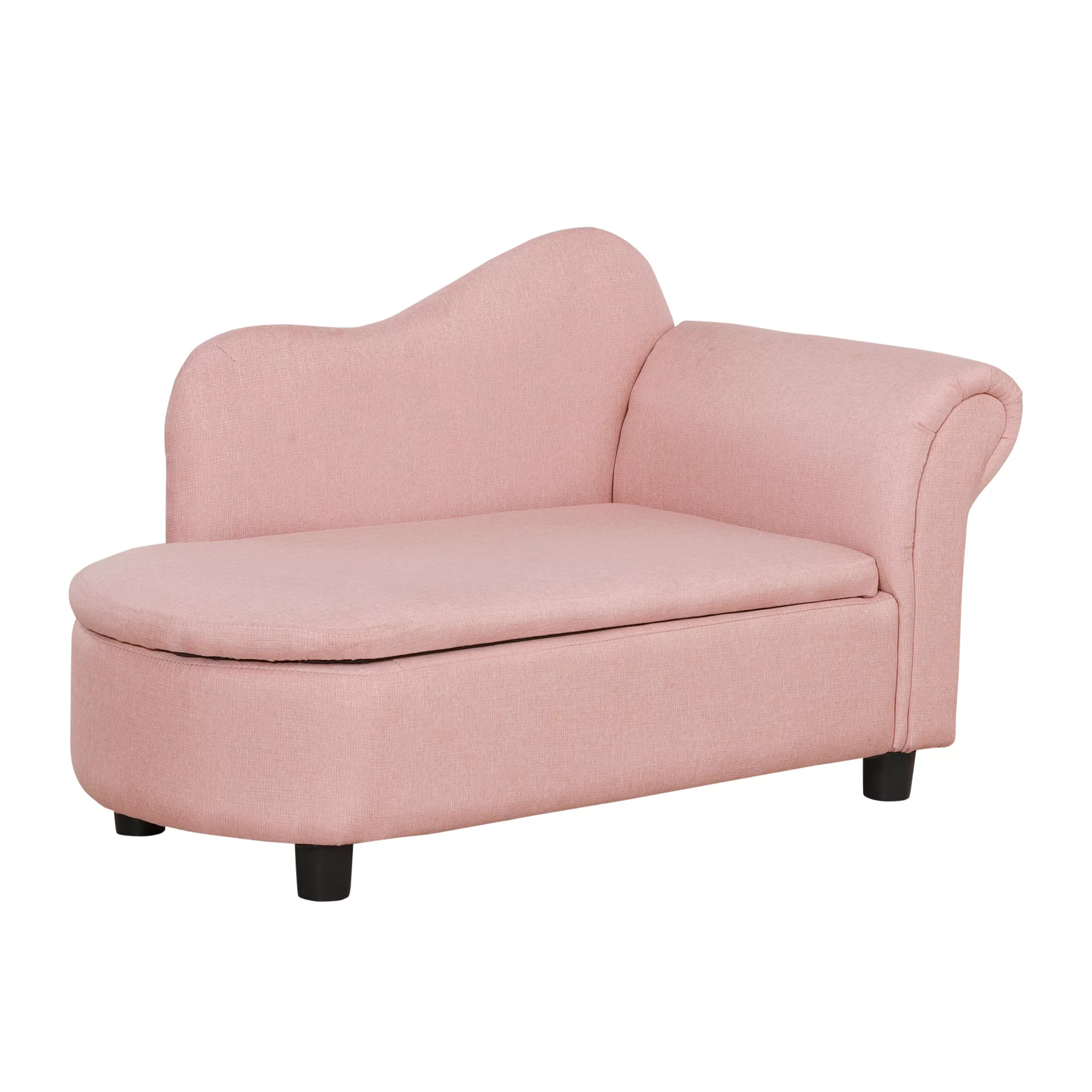 HOMCOM Kindersofa mit Stauraum in Rosa, Schlafsofa in Leinenoptik, Massivho günstig online kaufen