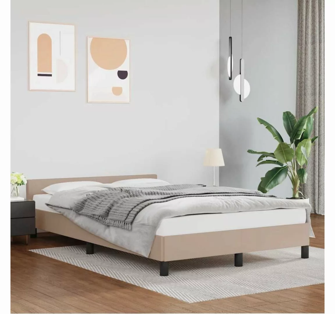 vidaXL Bett, Bettgestell mit Kopfteil ohne Matratze Cappuccino 140x200 cm günstig online kaufen