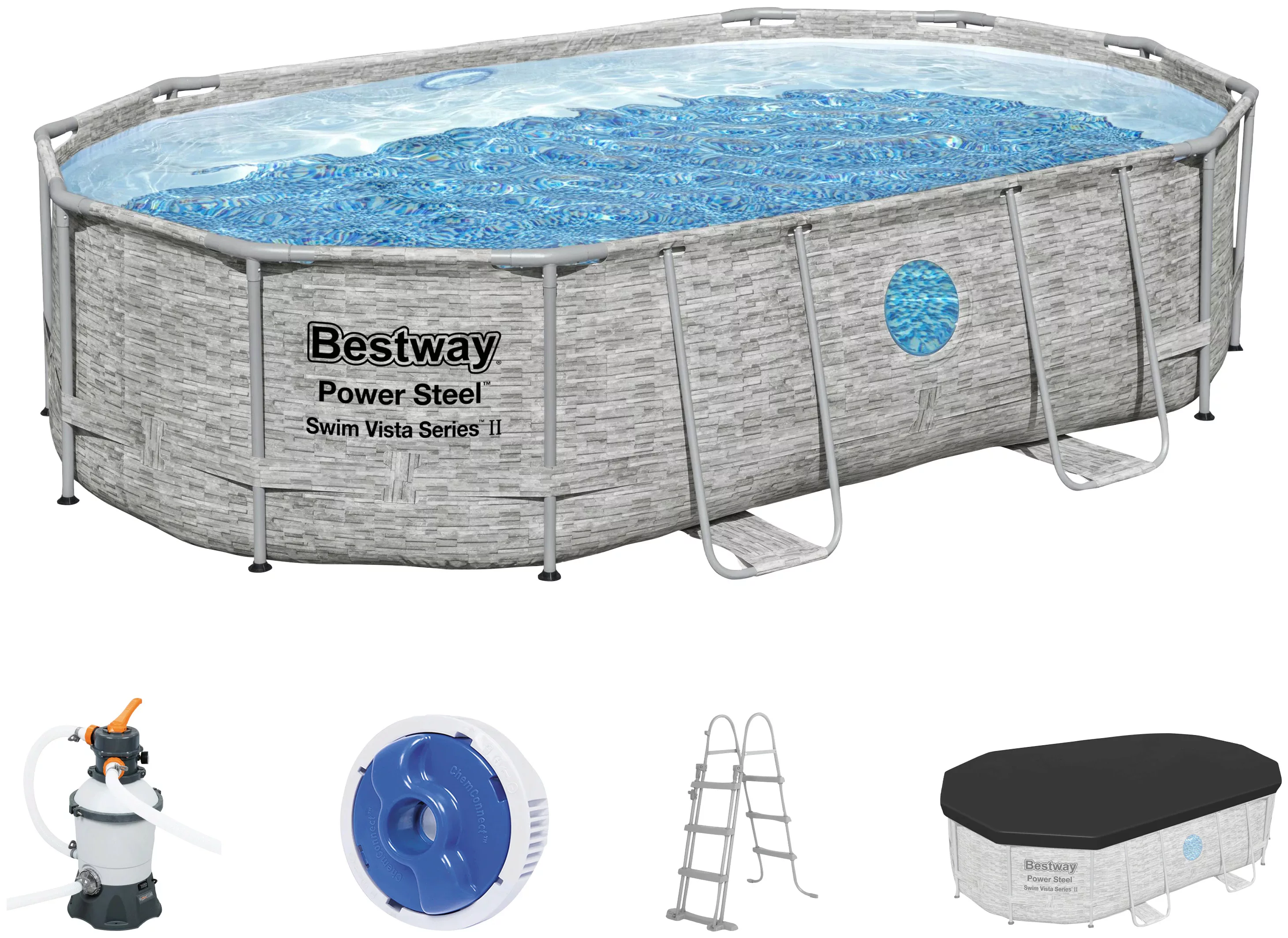 Bestway Framepool "PowerSteelPoolSet oval", (5 tlg.), 5-tlg., BxLxH: 305x48 günstig online kaufen