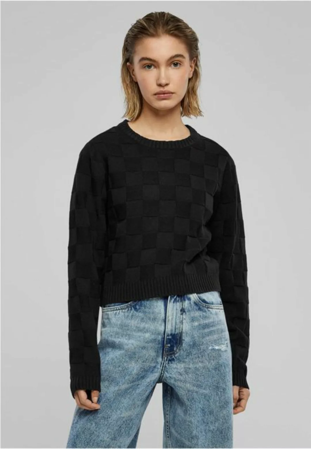 URBAN CLASSICS Rundhalspullover Ladies Check Knit Sweater günstig online kaufen