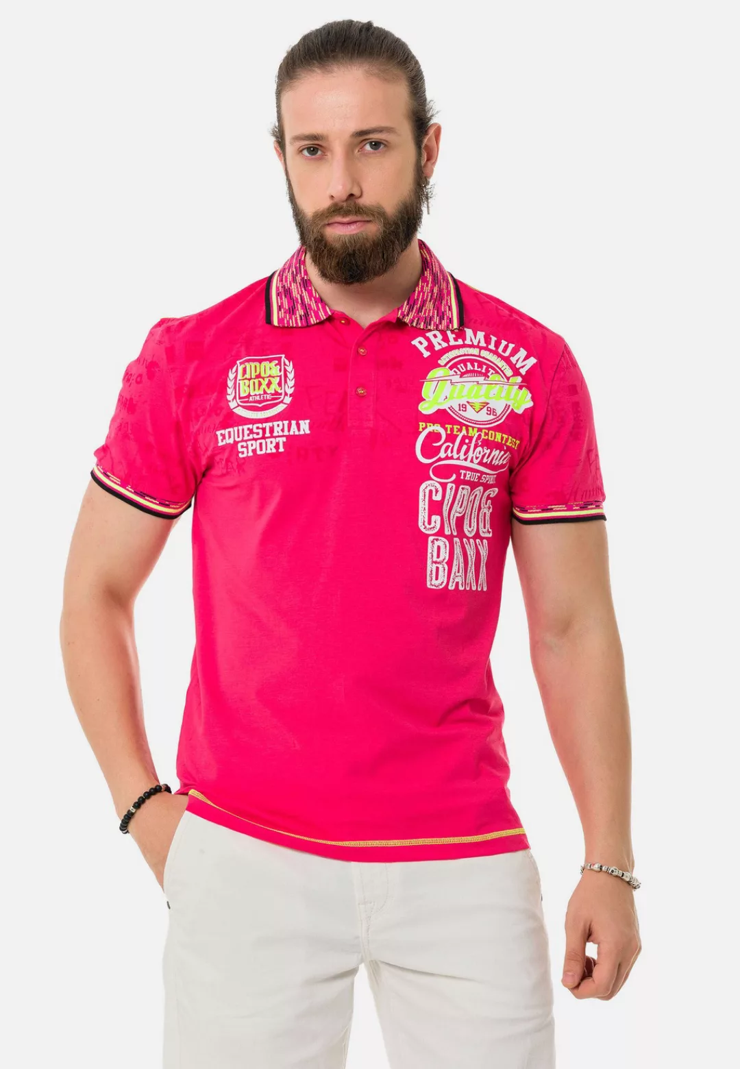 Cipo & Baxx T-Shirt "Poloshirt", mit stylischem Print günstig online kaufen