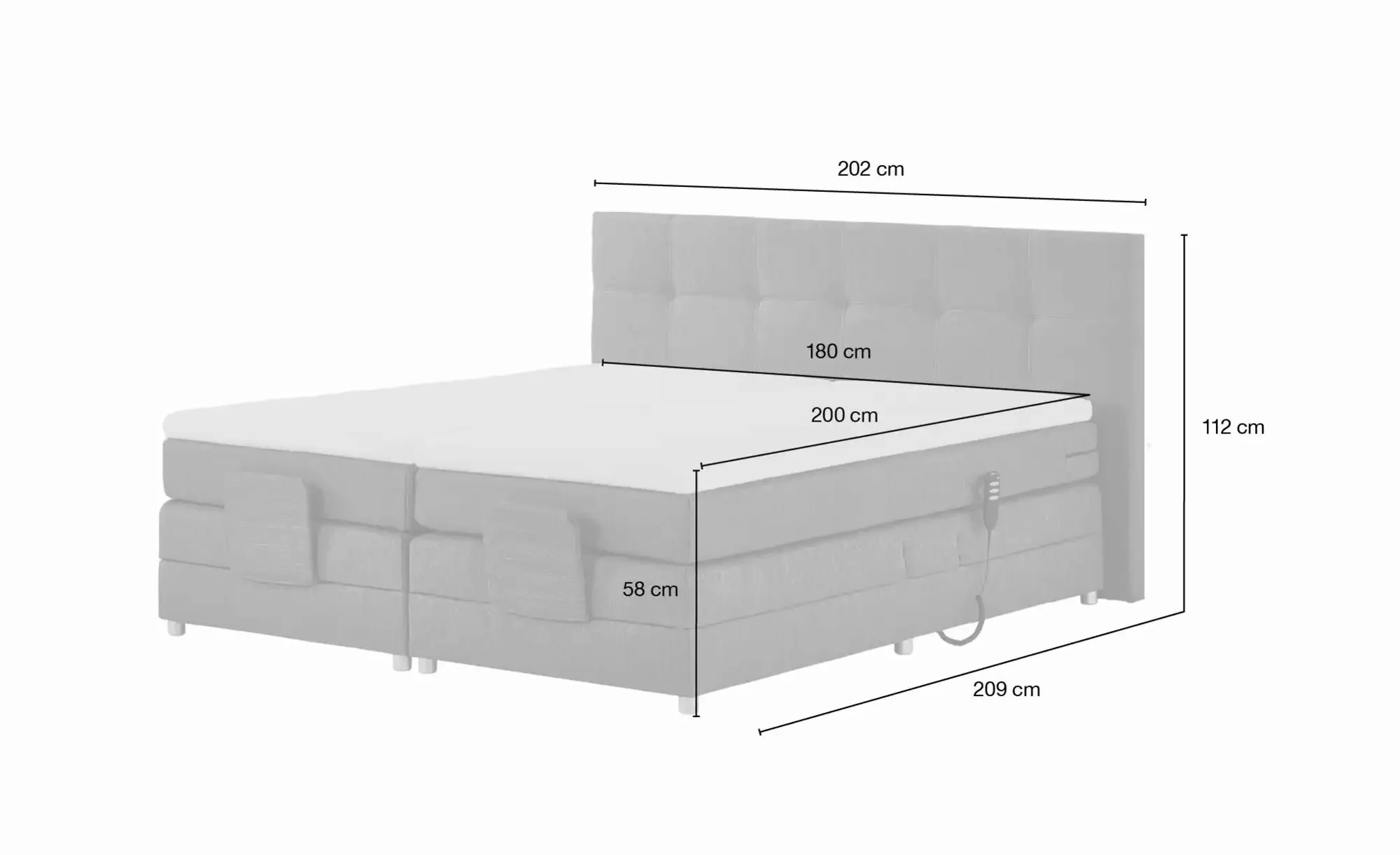 uno Motor-Boxspringbett   Manolo ¦ braun ¦ Maße (cm): B: 202 H: 112 Betten günstig online kaufen