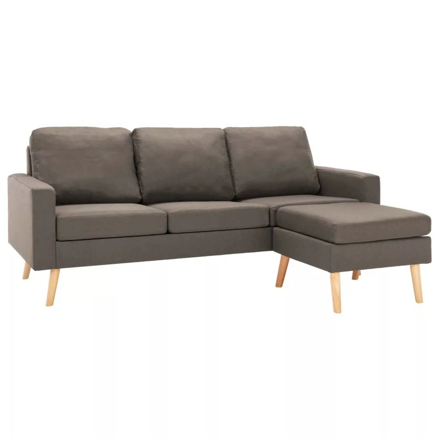 vidaXL Sofa, 3-Sitzer-Sofa mit Hocker Taupe Stoff günstig online kaufen