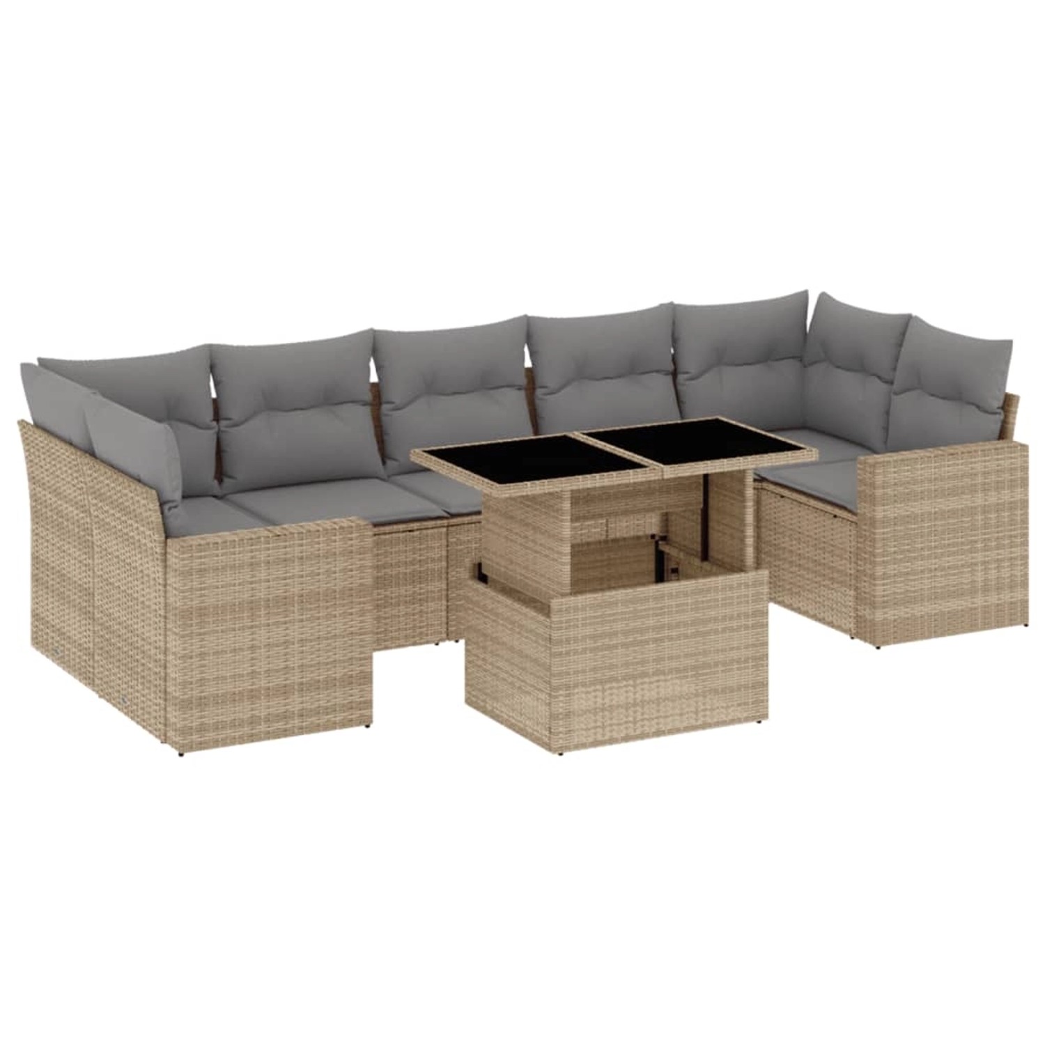 vidaXL 8-tlg Garten-Sofagarnitur mit Kissen Beige Poly Rattan Modell 310 günstig online kaufen