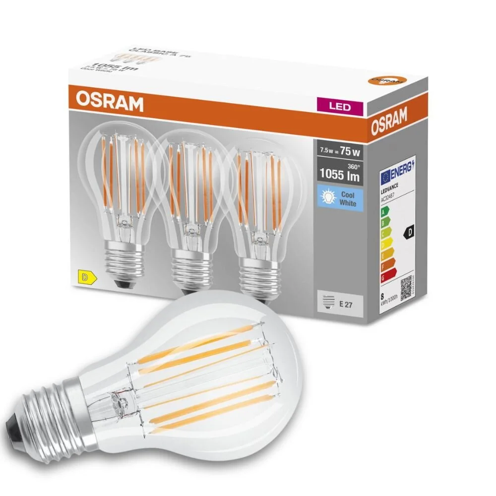 OSRAM LED-Filamentlampe E27 Base 7,5W 4.000K 3er günstig online kaufen