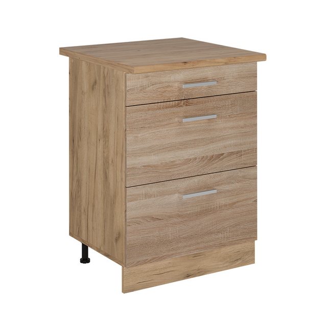 Vicco Unterschrank R-Line, Sonoma/Goldkraft Eiche, 60 cm mit Schubladen, AP günstig online kaufen