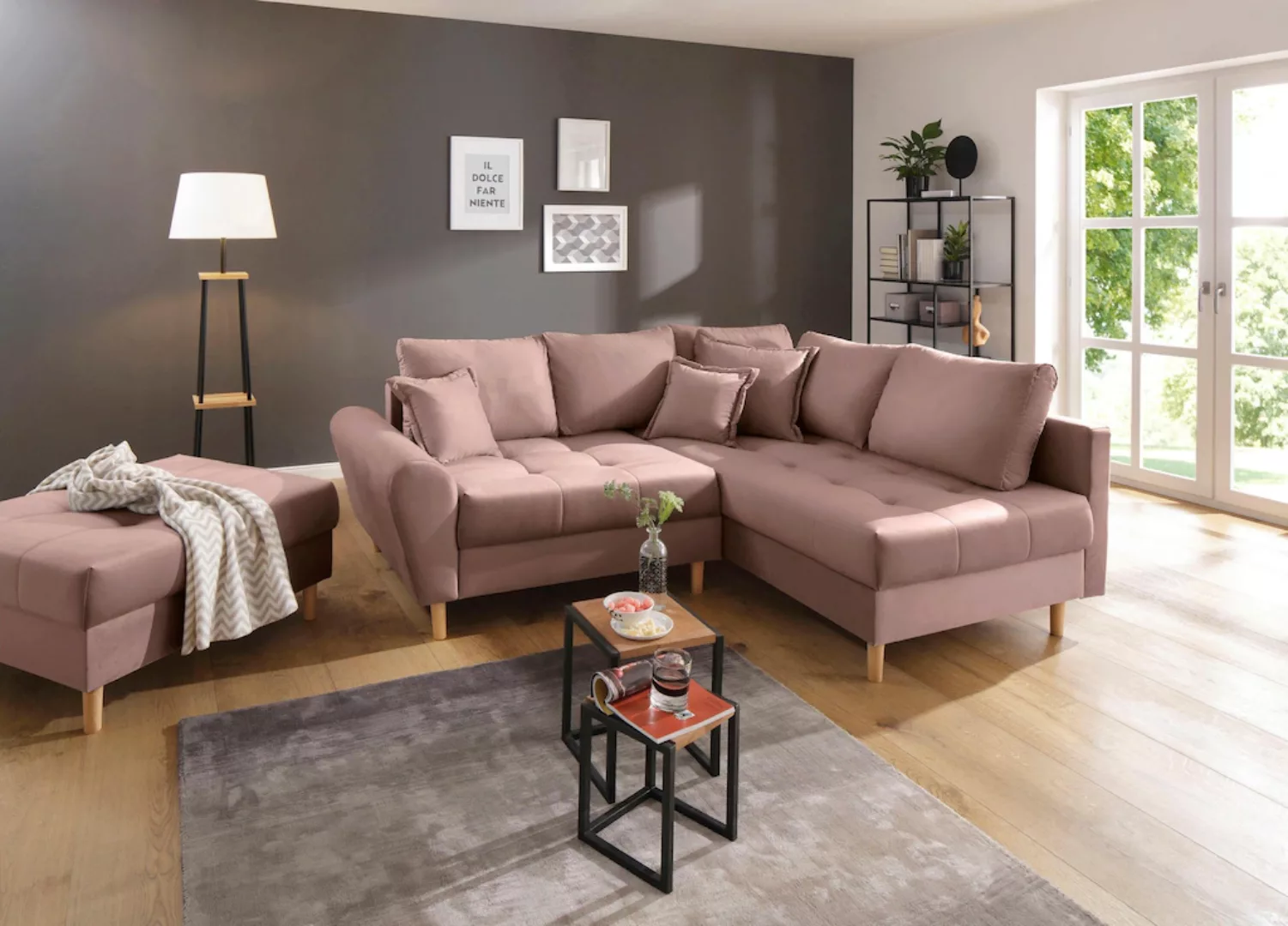 Home affaire Ecksofa »Rice«, (Set, mit Hocker) günstig online kaufen