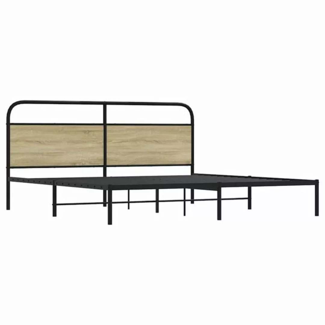 vidaXL Bett Metallbett ohne Matratze Sonoma-Eiche 200x200 cm günstig online kaufen