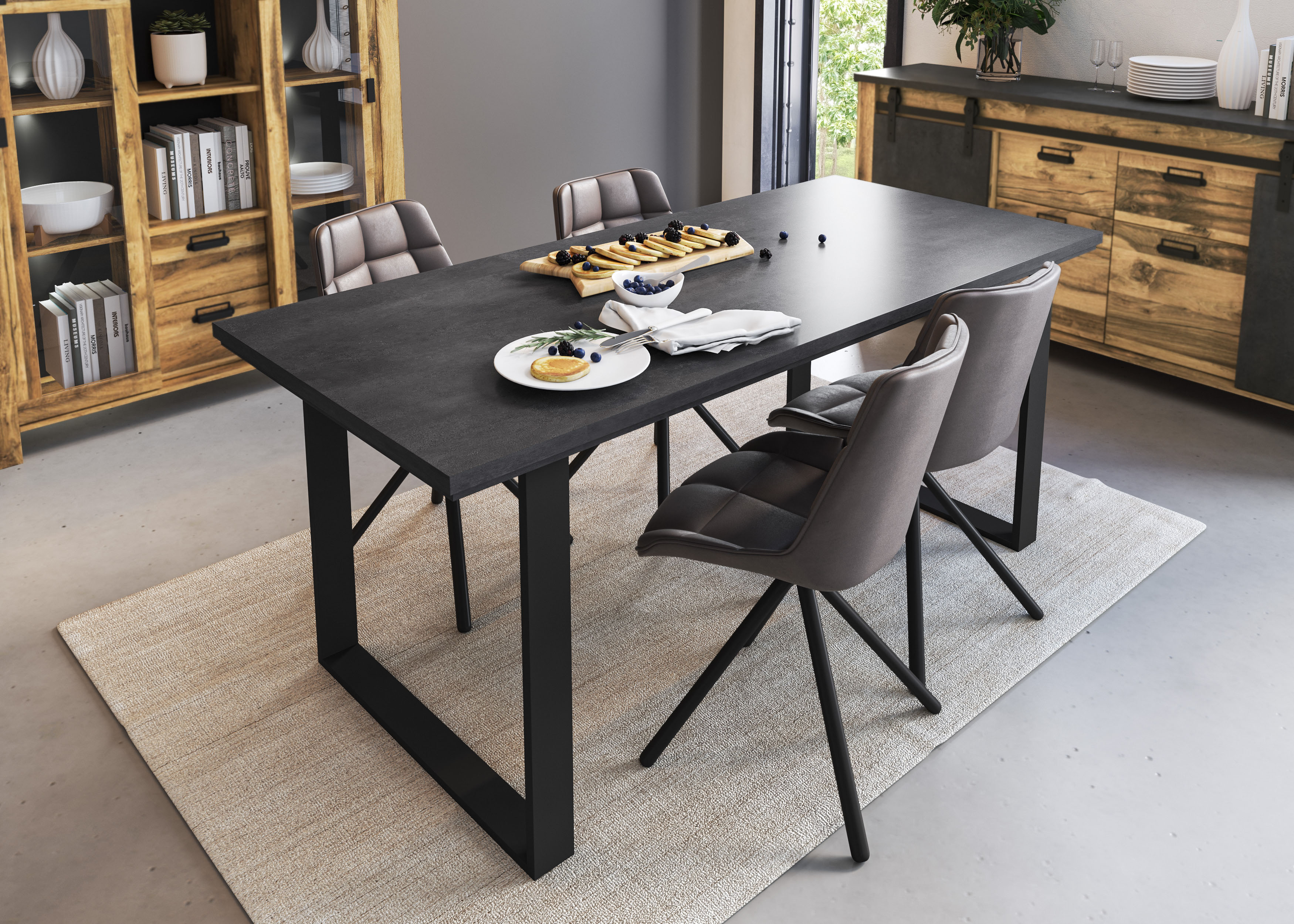 Home affaire Esstisch "York, Tisch in Hunton Oak", mit Metallgestell, im In günstig online kaufen