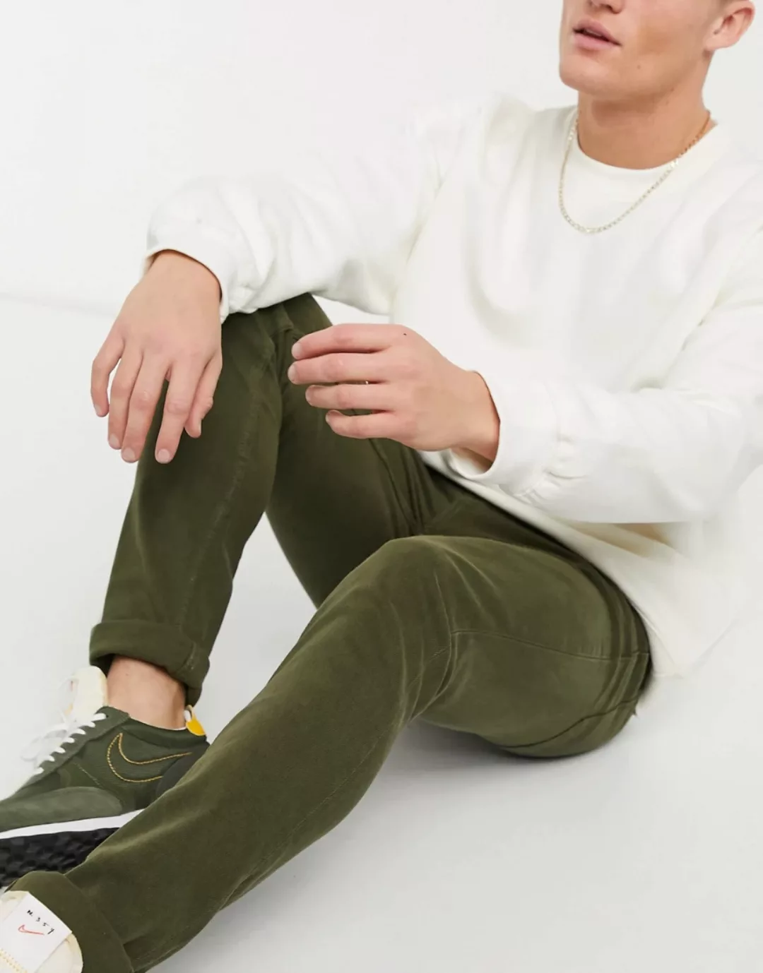 Topman – Stretch-Jeans mit engem Schnitt aus Bio-Baumwollmischung in Khaki- günstig online kaufen