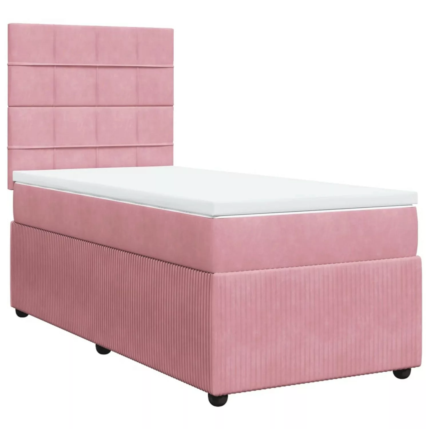 vidaXL Boxspringbett, Boxspringbett mit Matratze Rosa 80x200 cm Samt günstig online kaufen