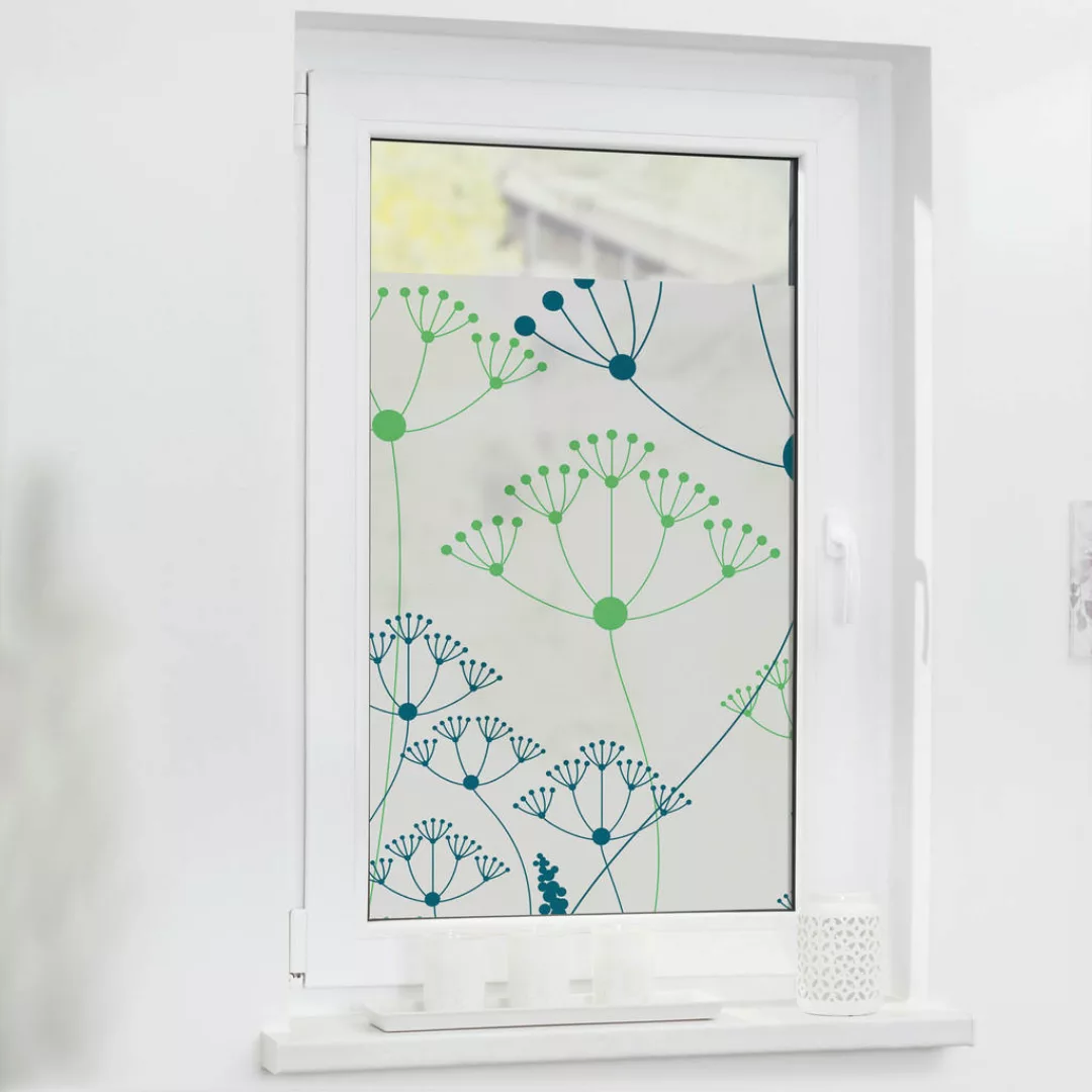 LICHTBLICK Fensterfolie Floral grün B/L: ca. 100x100 cm günstig online kaufen