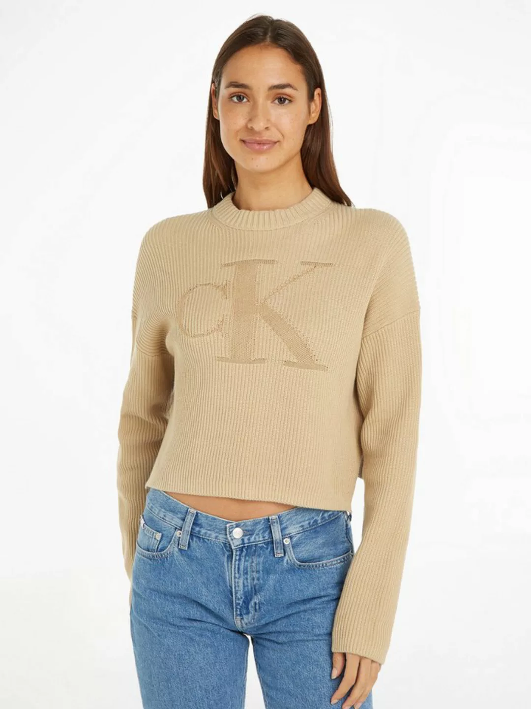 Calvin Klein Jeans Stehkragenpullover LOGO INTARSIA REGULAR SWEATER mit Log günstig online kaufen