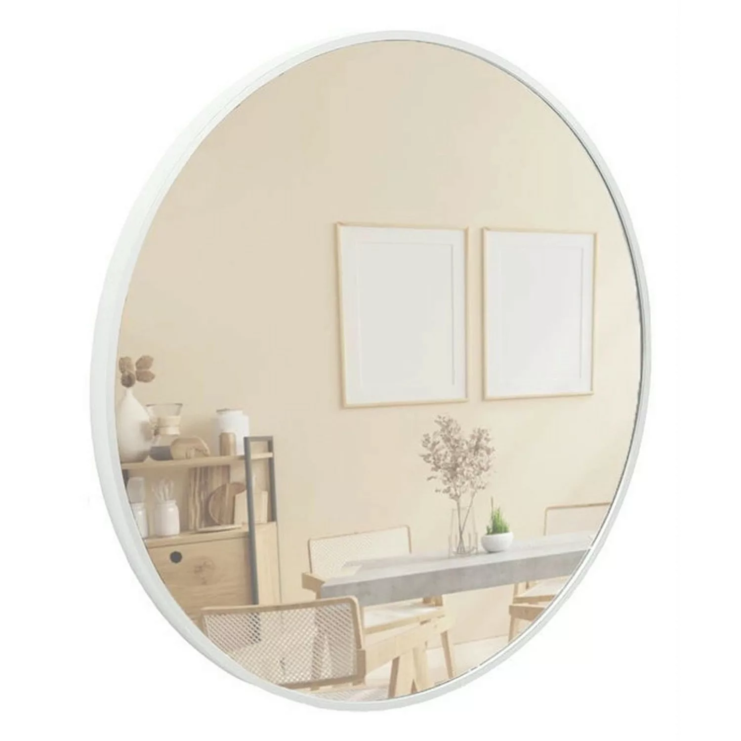 Terra Home Wandspiegel Rund 60x60 Weiß Metallrahmen günstig online kaufen