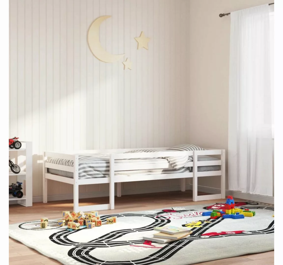 vidaXL Bett, Kinderbett Weiß 90x190 cm Massivholz Kiefer günstig online kaufen