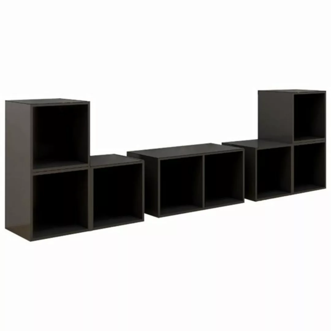 vidaXL TV-Schrank 6-tlg TV-Schrank-Set Hochglanz-Grau Spanplatte günstig online kaufen