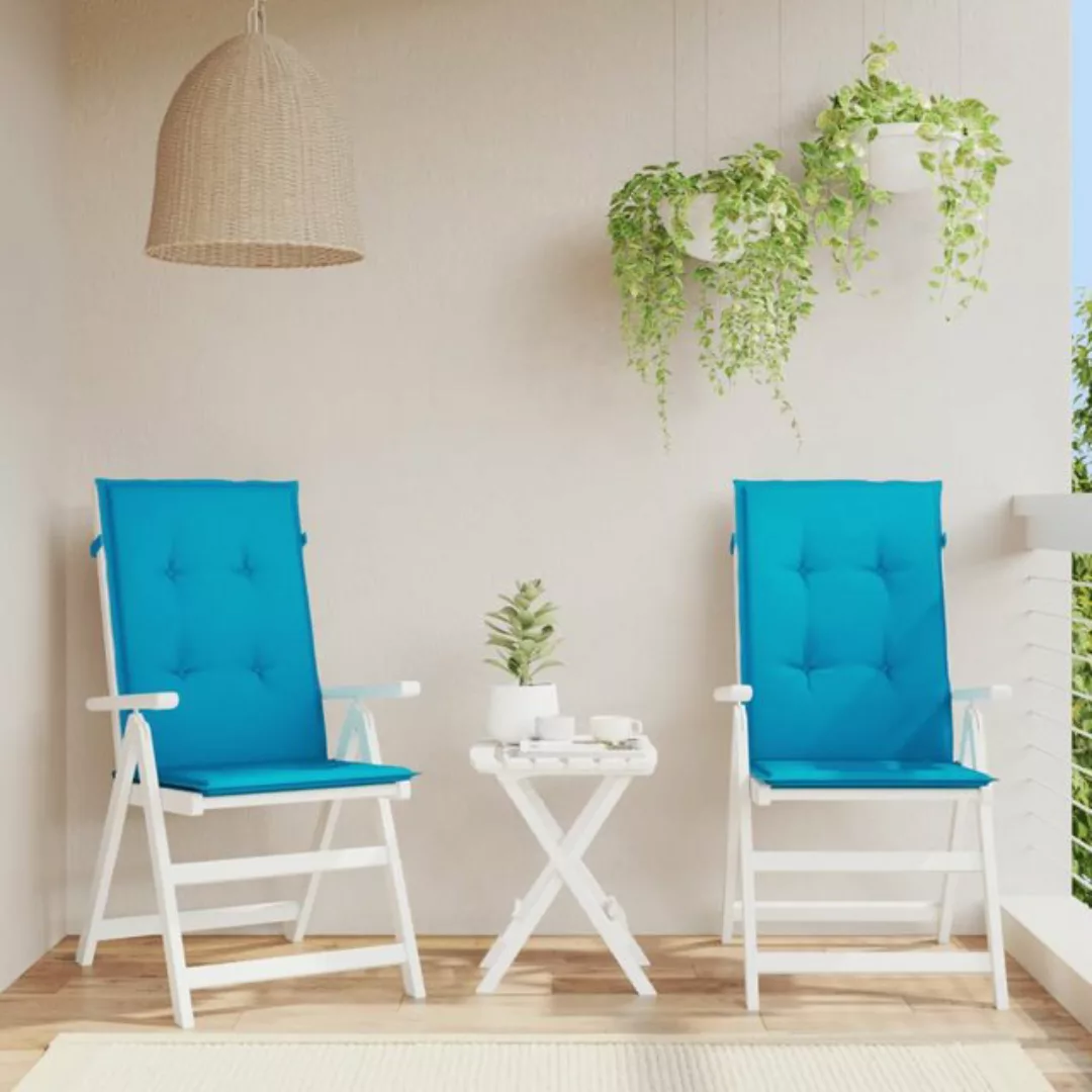 vidaXL Polsterliege Gartenstuhlauflagen für Hochlehner 2 Stk. Blau 120x50x3 günstig online kaufen
