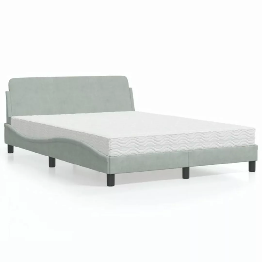 vidaXL Bett Bett mit Matratze Hellgrau 140x200 cm Samt günstig online kaufen