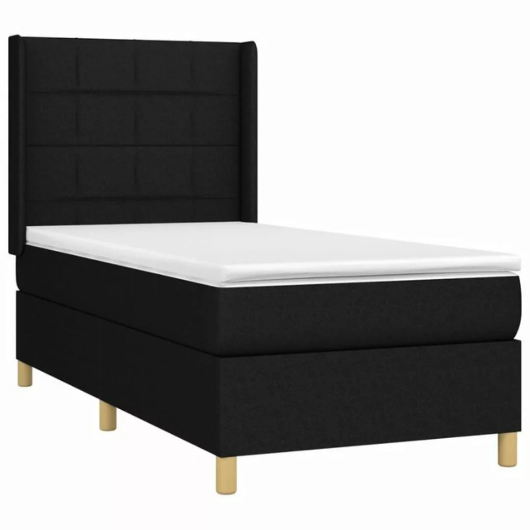 vidaXL Bett Boxspringbett mit Matratze & LED Schwarz 90x190 cm Stoff günstig online kaufen