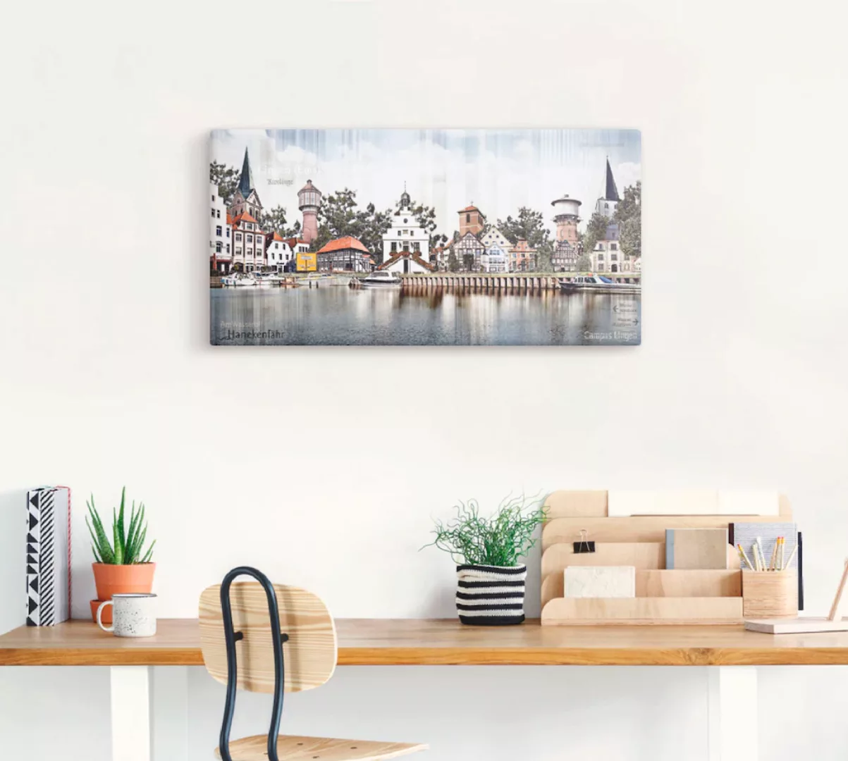 Artland Leinwandbild »Lingen Ems Skyline Collage«, Deutschland, (1 St.), au günstig online kaufen