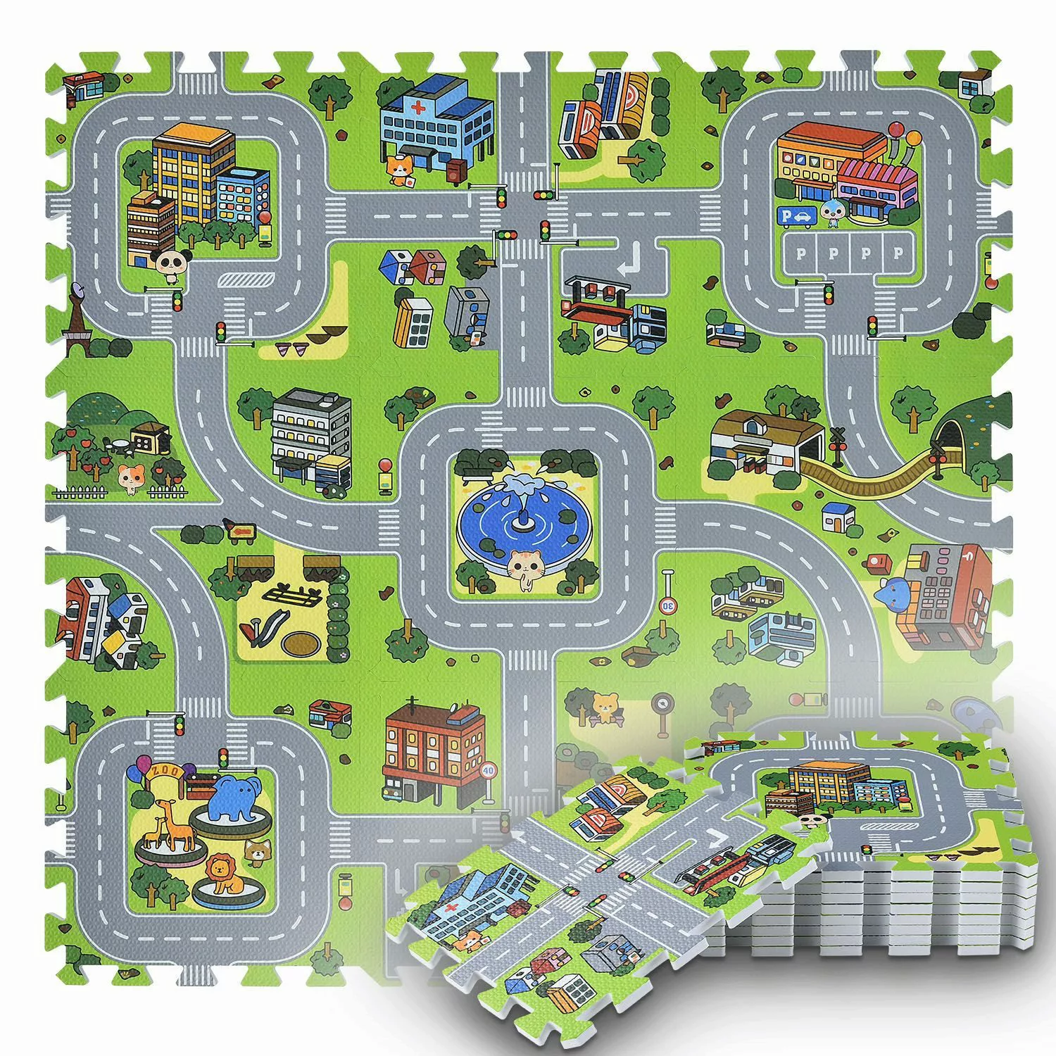 Juskys Puzzlematte Jascha, Straßenteppich, Stadt mit günstig online kaufen