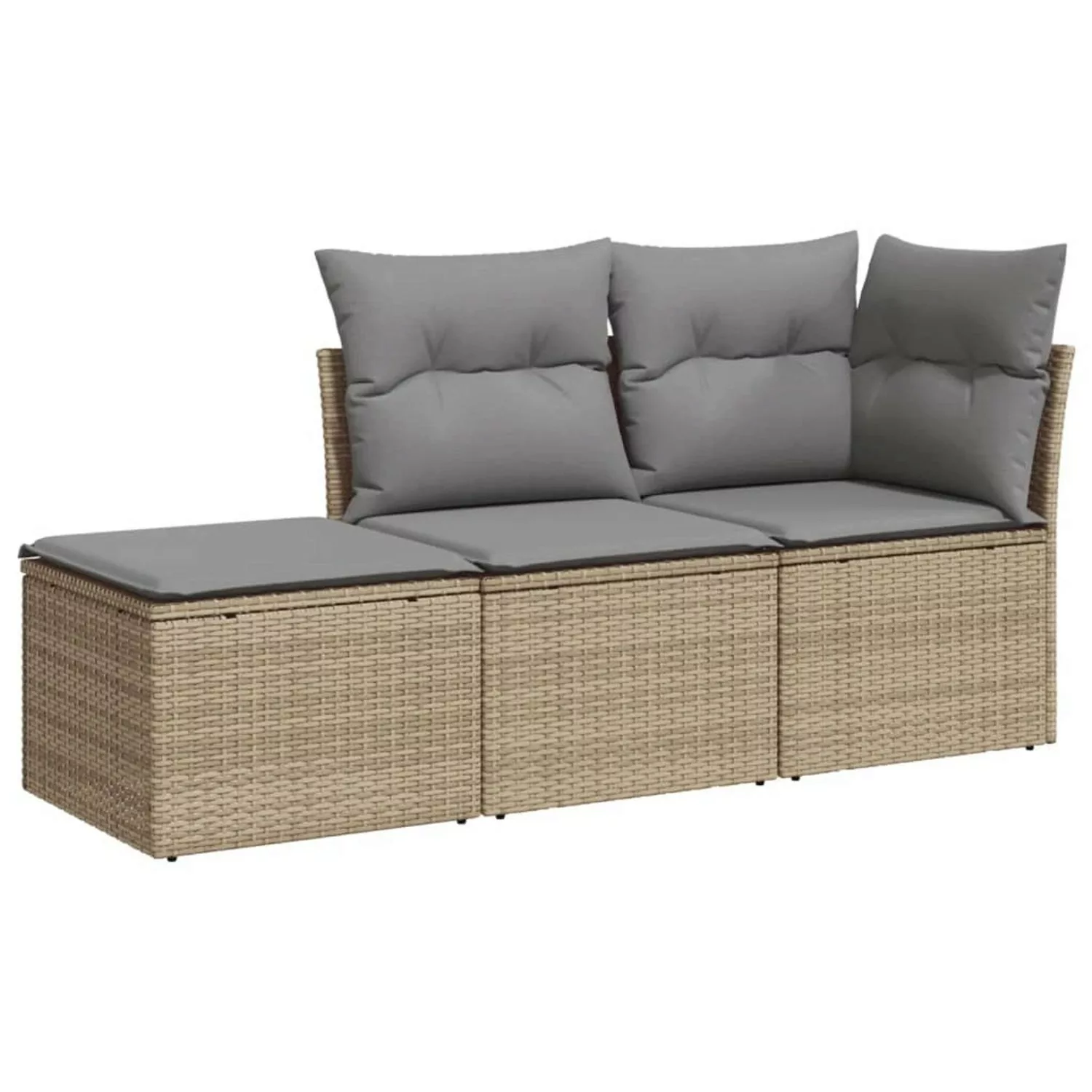 vidaXL 3-tlg Garten-Sofagarnitur mit Kissen Beige Poly Rattan Modell 4 günstig online kaufen