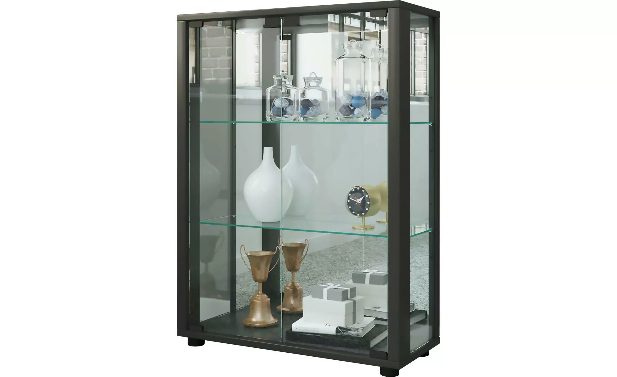 VCM Holz Glas Vitrine Sammel Glasvitrine Schaukasten Standvitrine Sintalo S günstig online kaufen