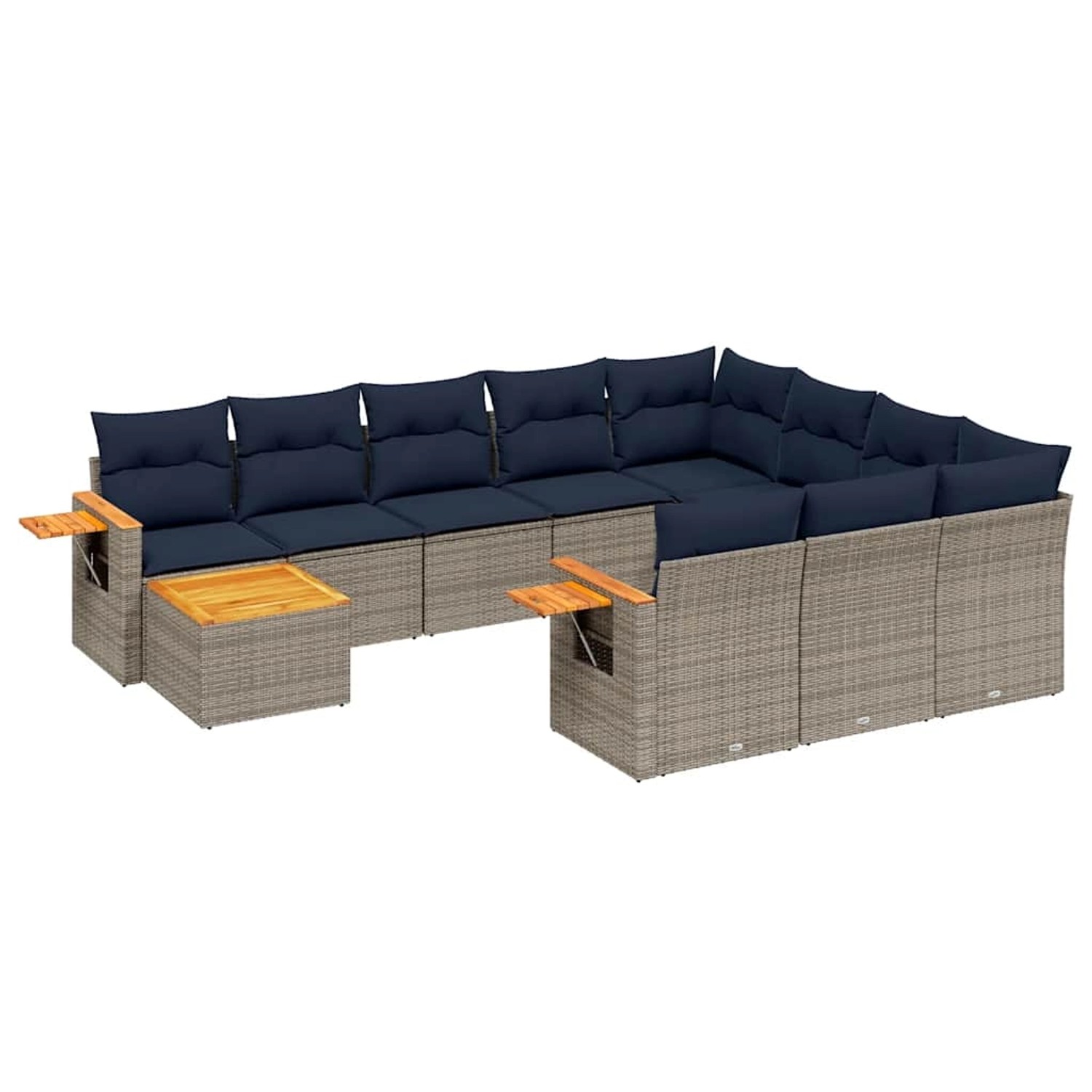 vidaXL 11-Tlg Garten-Sofagarnitur mit Kissen Grau Poly Rattan 3227209 günstig online kaufen