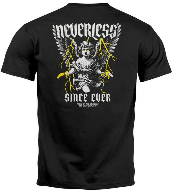 Neverless Print-Shirt Backprint T-Shirt Herren Engel Flügel Spruch Printshi günstig online kaufen