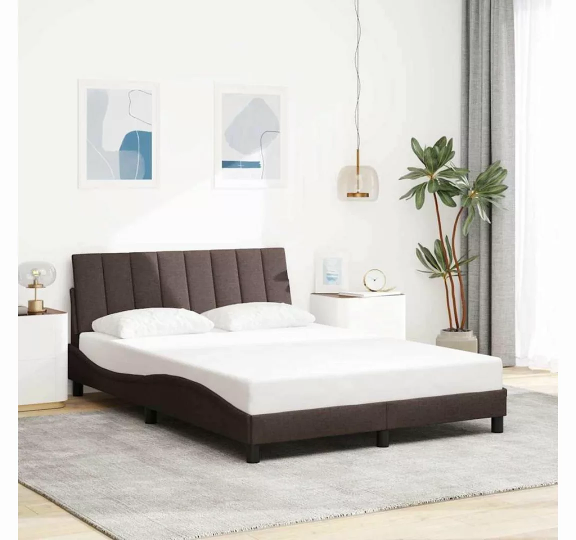 vidaXL Bett, Bettgestell ohne Matratze Dunkelbraun 120x200 cm Stoff günstig online kaufen