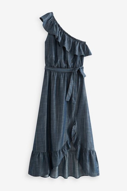 Next Jeanskleid Schulterfreies Rüschenkleid aus Lyocell (1-tlg) günstig online kaufen