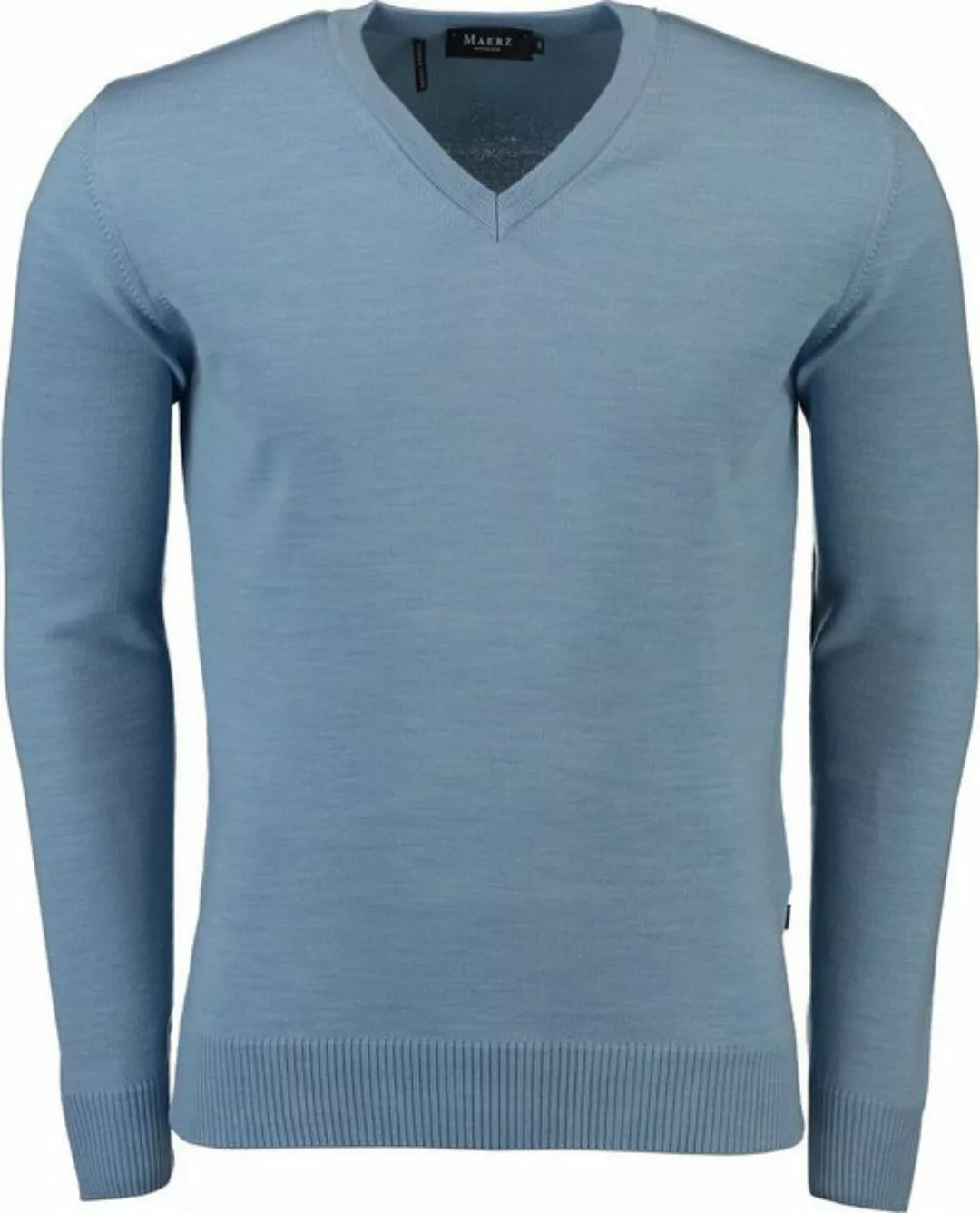 MAERZ Muenchen V-Ausschnitt-Pullover hellblau aus Merinowolle günstig online kaufen
