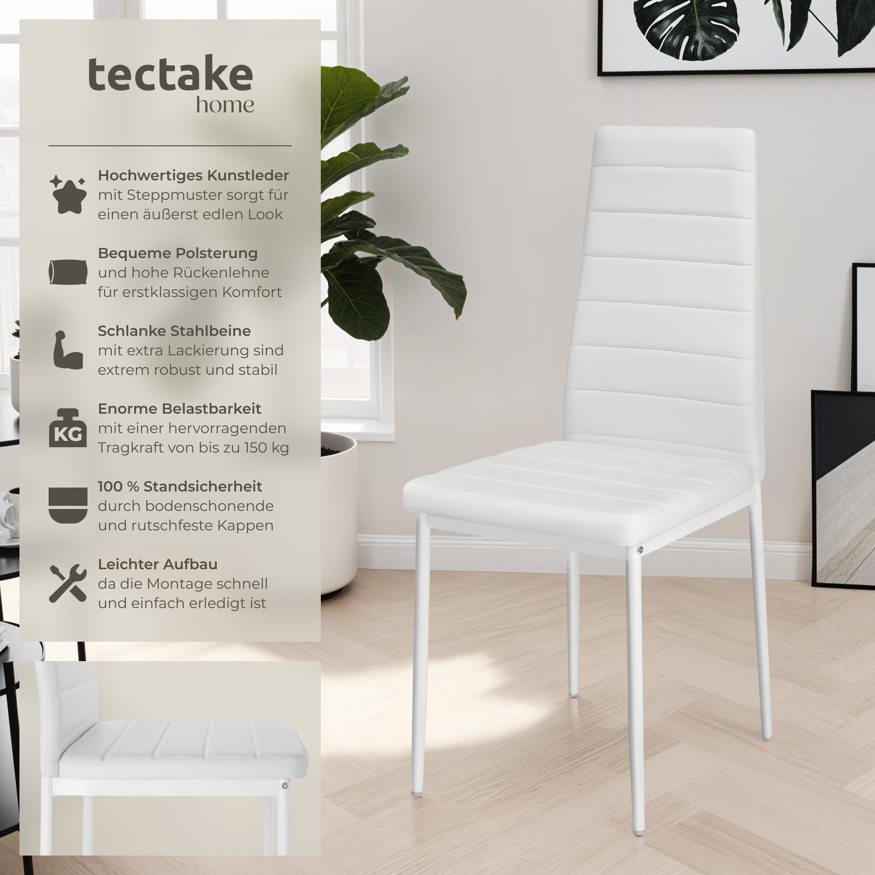 tectake Esszimmerstuhl Küchenstühle Kunstleder (Set., 4 günstig online kaufen