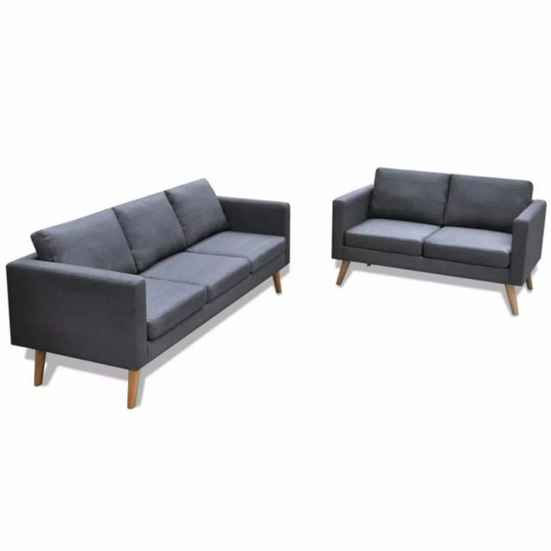 Sofa Set 2-sitzer Und 3-sitzer Stoff Dunkelgrau günstig online kaufen