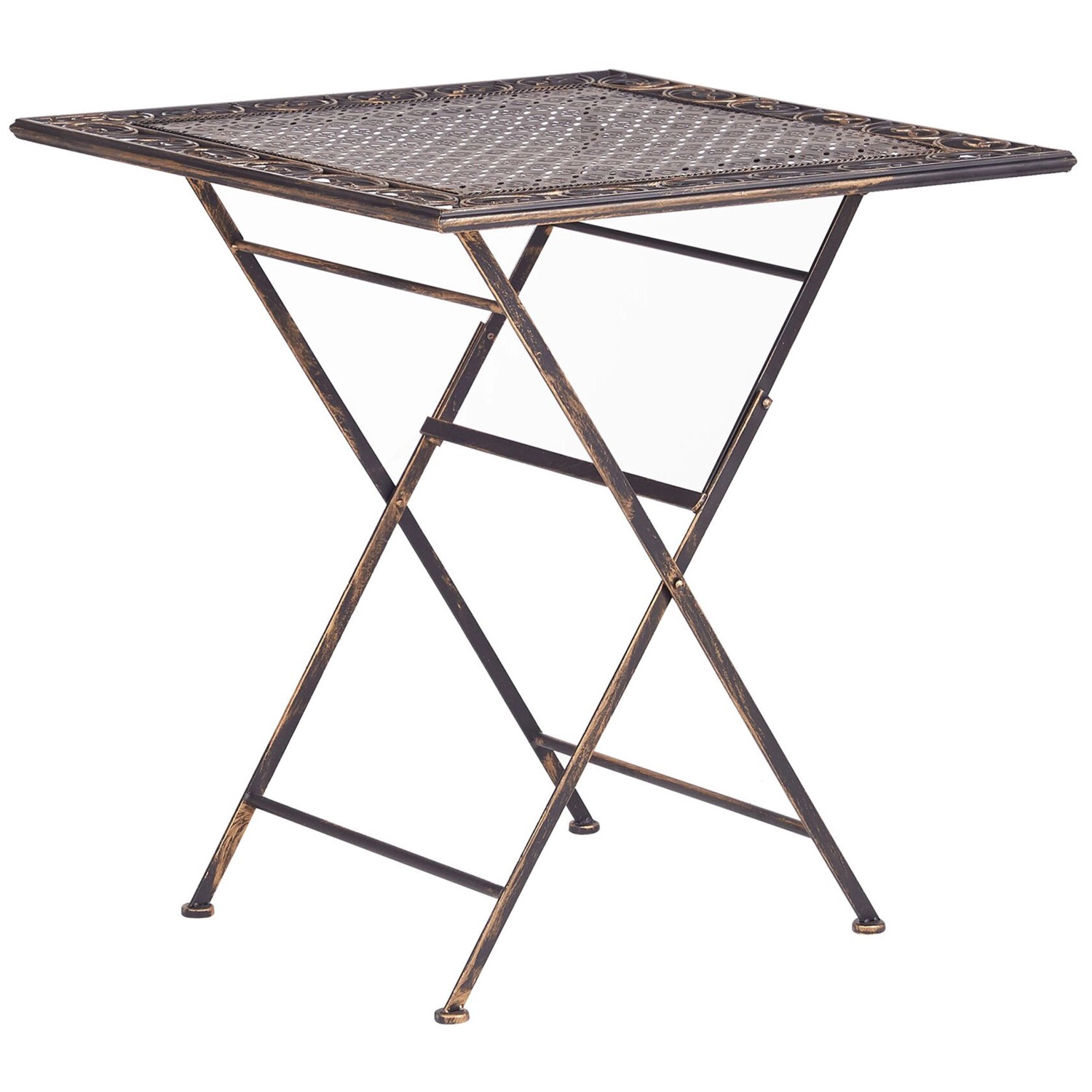 Beliani Klappbarer Tisch BORMIO Schwarz Gold 70x70x74 günstig online kaufen