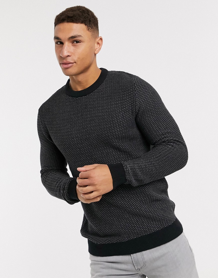 Selected Homme – Pullover aus Bio-Baumwolle in Schwarz mit kontrastierendem günstig online kaufen