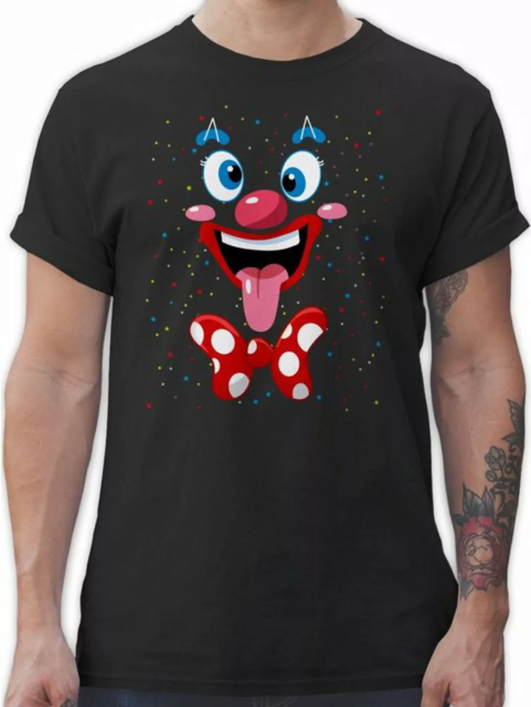 Shirtracer T-Shirt Clown Gesicht Kostüm Karneval Clownkostüm Lustig Faschin günstig online kaufen