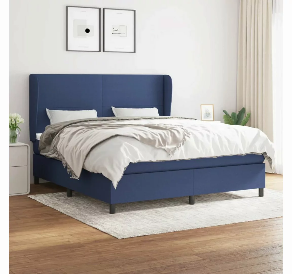 vidaXL Boxspringbett Boxspringbett mit Matratze Blau 180x200 cm Stoff Bett günstig online kaufen