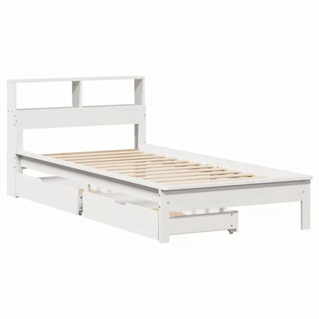 vidaXL Bett Massivholzbett mit Regal ohne Matratze Weiß 75x190 cm Kiefer günstig online kaufen