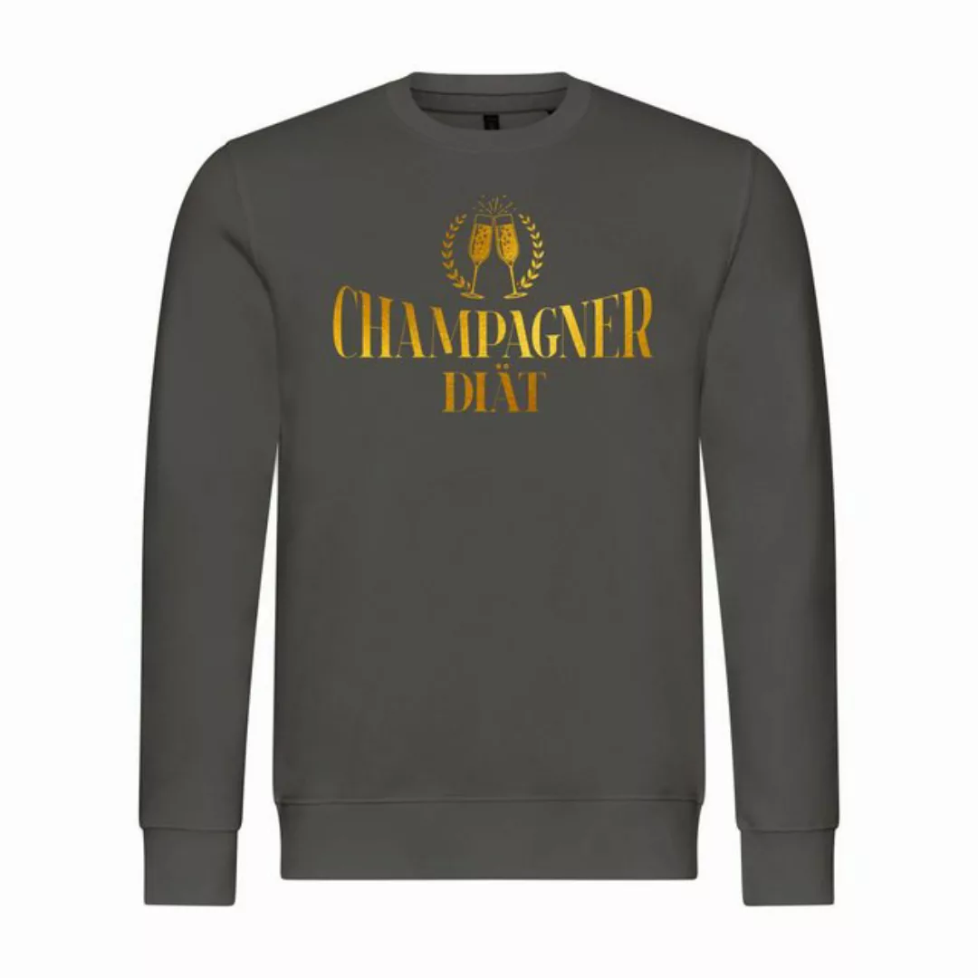 deinshirt Rundhalspullover Herren Pullover Champagner Diät Mit Print Motiv, günstig online kaufen