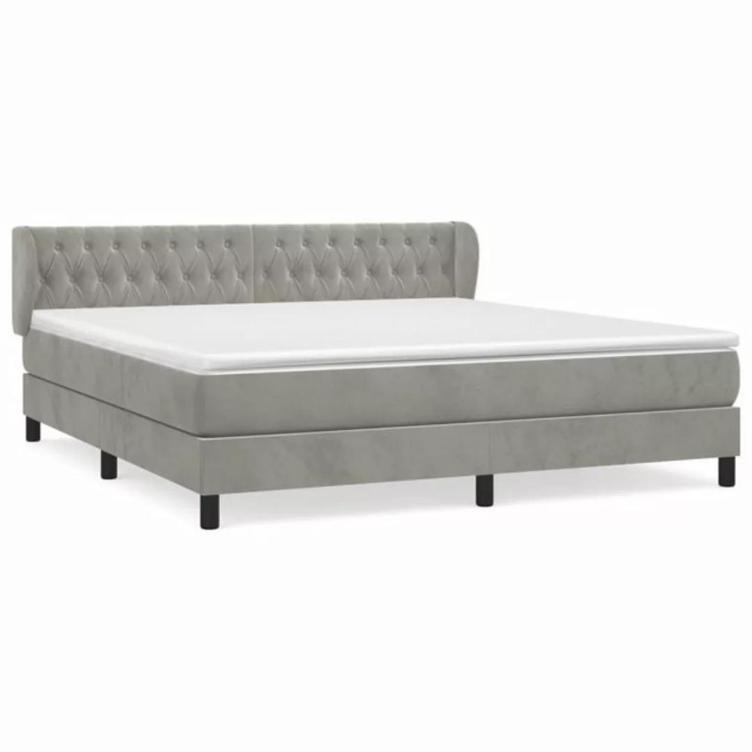 vidaXL Boxspringbett Boxspringbett mit Matratze Hellgrau 160x200 cm Samt Be günstig online kaufen