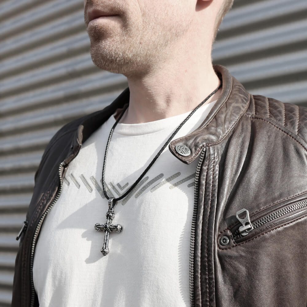 DALMARO Kette mit Anhänger Lederkette Edelstahlkette günstig online kaufen