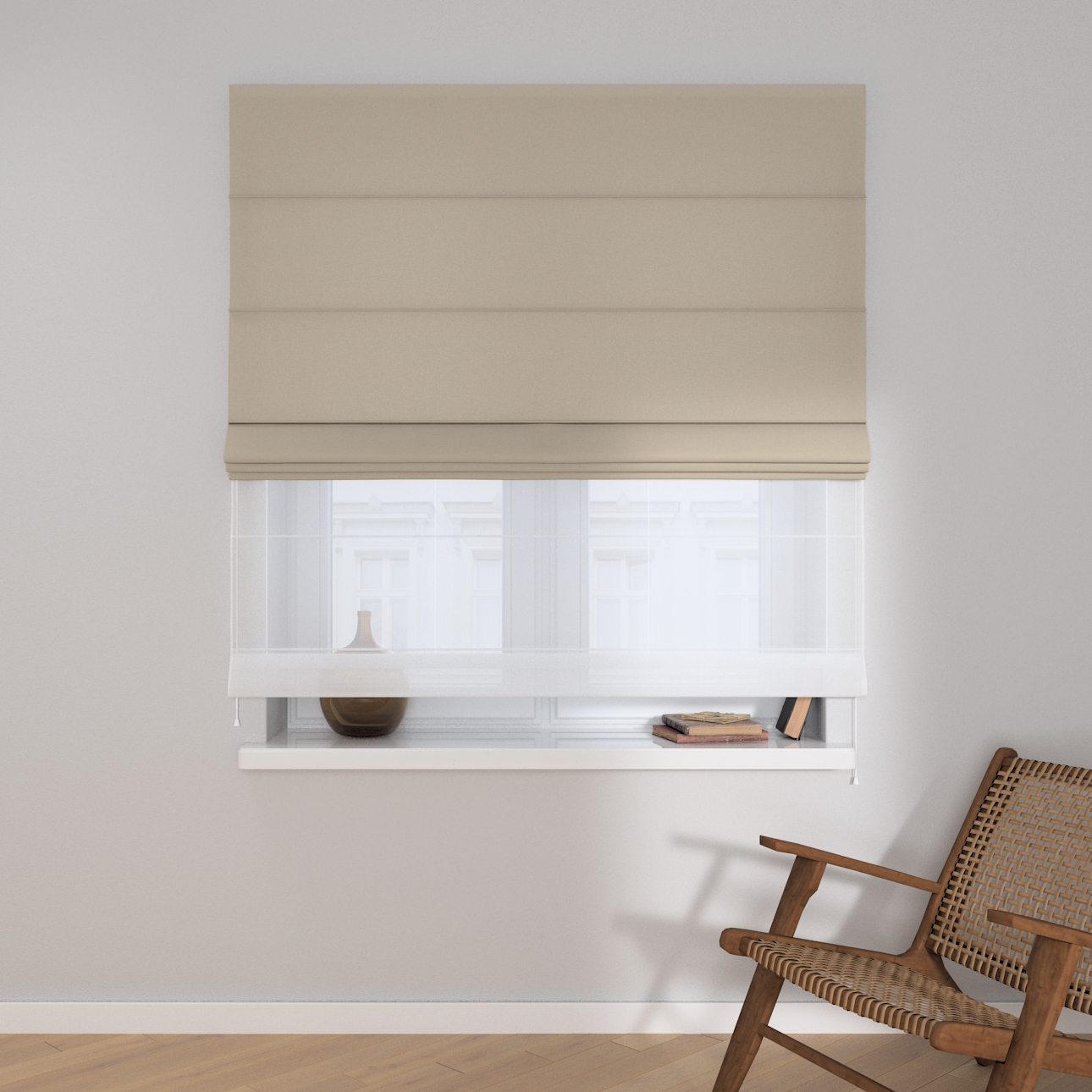 Dekoria Doppelraffrollo Duo, grau-beige, 50 x 60 cm günstig online kaufen