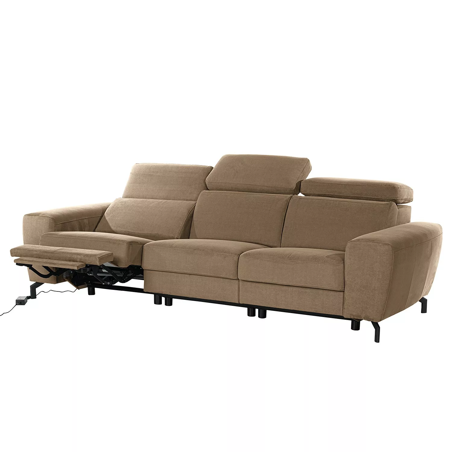 home24 loftscape Sofa Opia 3-Sitzer Braun Microfaser 265x78x108 cm günstig online kaufen