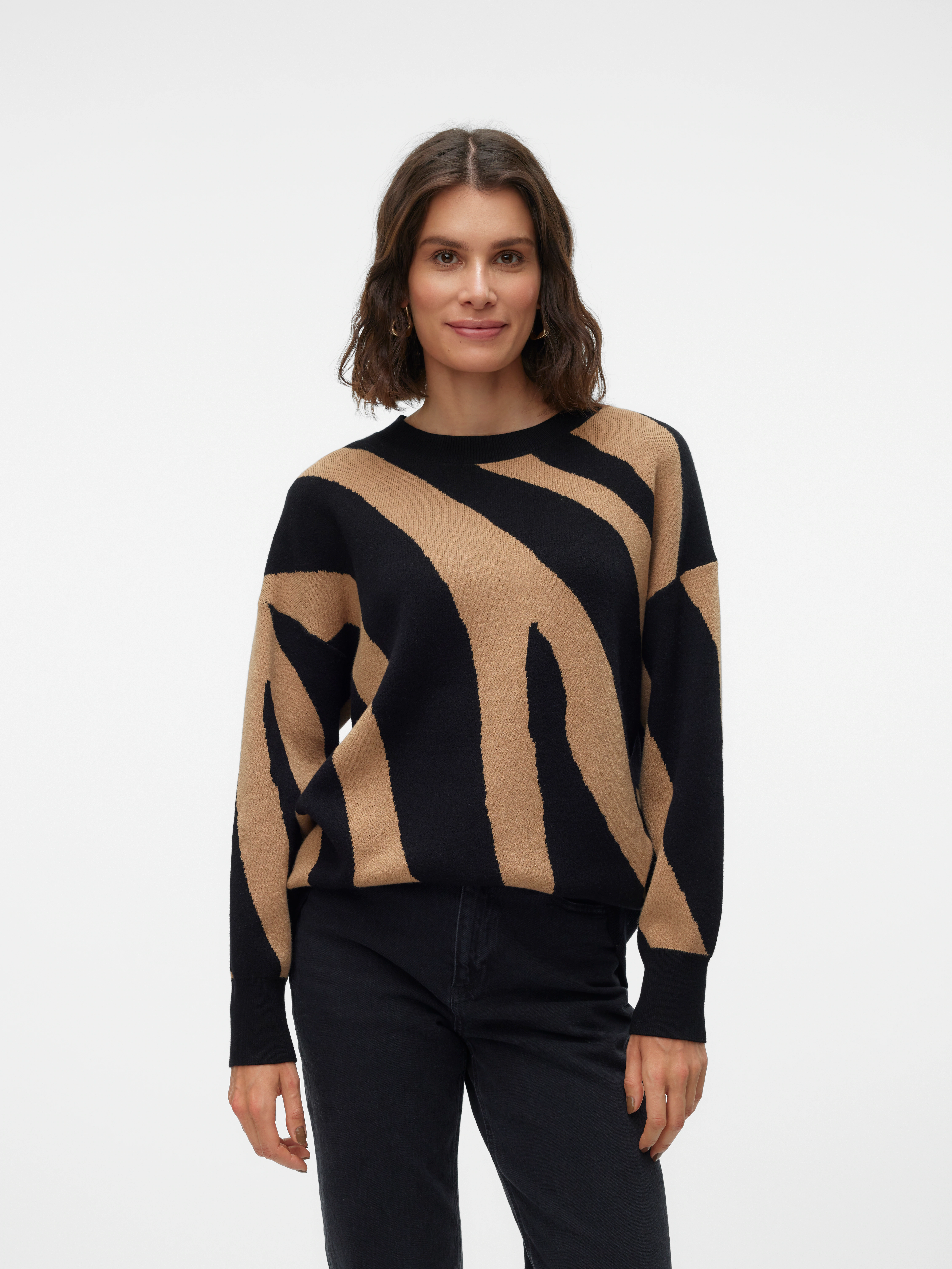 Vero Moda Rundhalspullover "VMNANCY LS O-NECK LONG PULLOVER BOO" günstig online kaufen