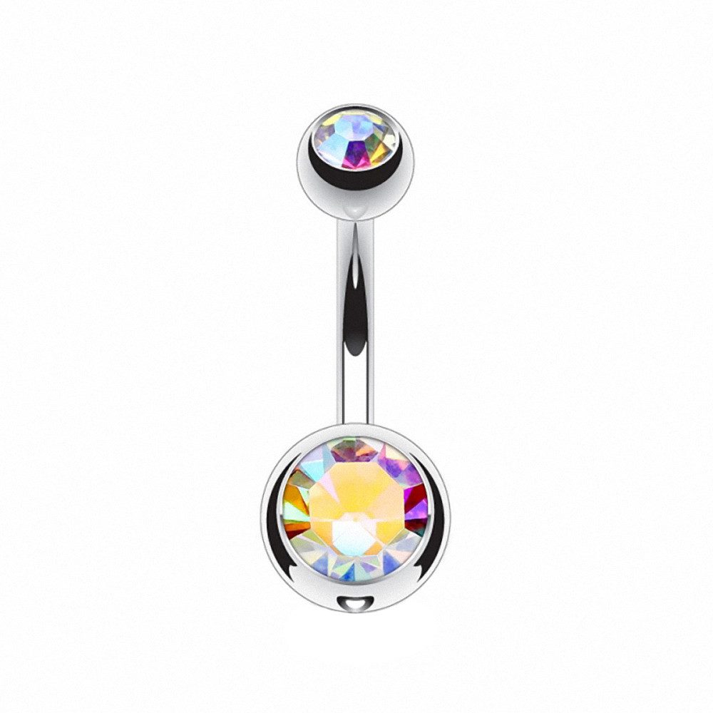 Taffstyle Bauchnabelpiercing Bauchnabelpiercing Titan G23 Doppelkristall günstig online kaufen